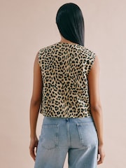 Albaray Animal 100% Cotton Button Shell Brown Top - Image 2 of 5