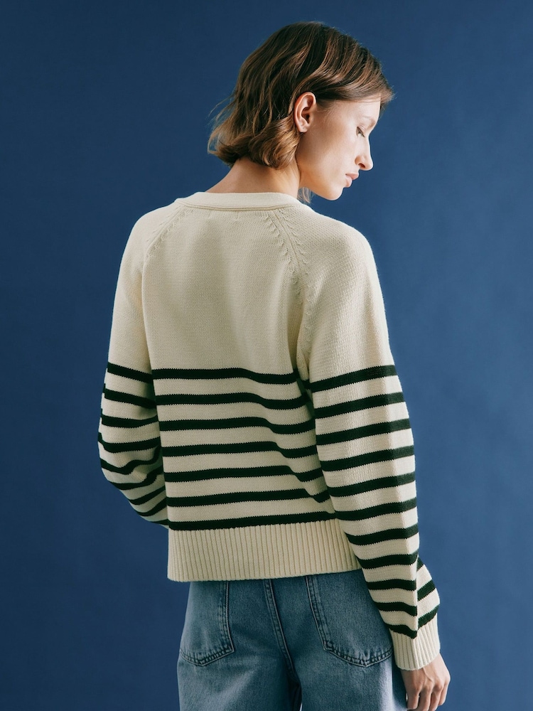 Albaray Relaxed V-Neck 100% Cotton Cardigan - Image 2 of 4