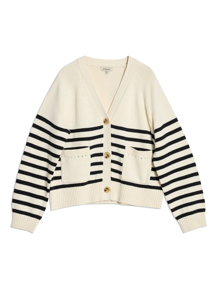 Albaray Relaxed V-Neck 100% Cotton Cardigan - Image 4 of 4