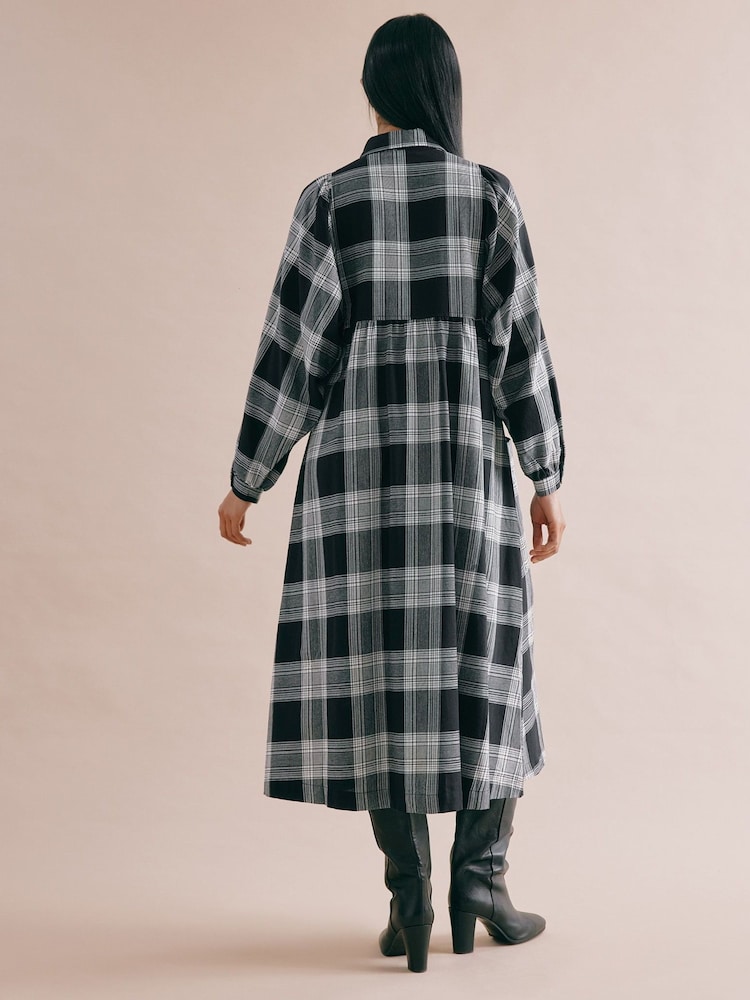 Albaray Check Pocket Black 100% Organic Cotton Shirt Dress - Image 2 of 4