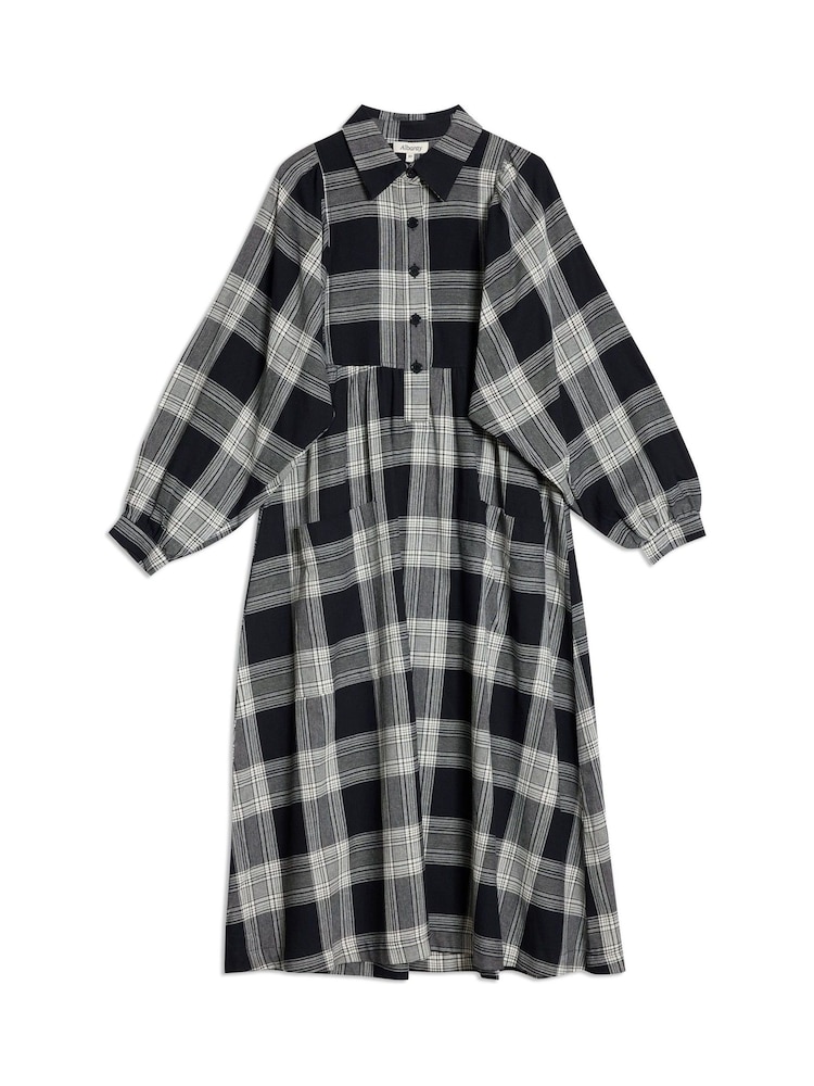 Albaray Check Pocket Black 100% Organic Cotton Shirt Dress - Image 4 of 4