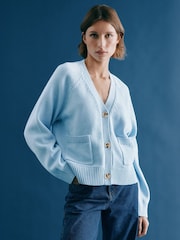 Albaray Relaxed V-Neck 100% Cotton Cardigan - Image 1 of 4