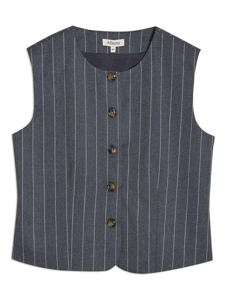 Albaray Grey Pinstripe Waistcoat - Image 7 of 7