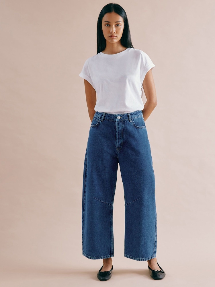 Albaray Blue 100% Organic Cotton Barrel Jeans - Image 1 of 4