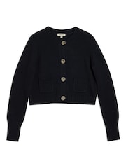 Albaray Cropped 100% Cotton Black Cardigan - Image 4 of 4