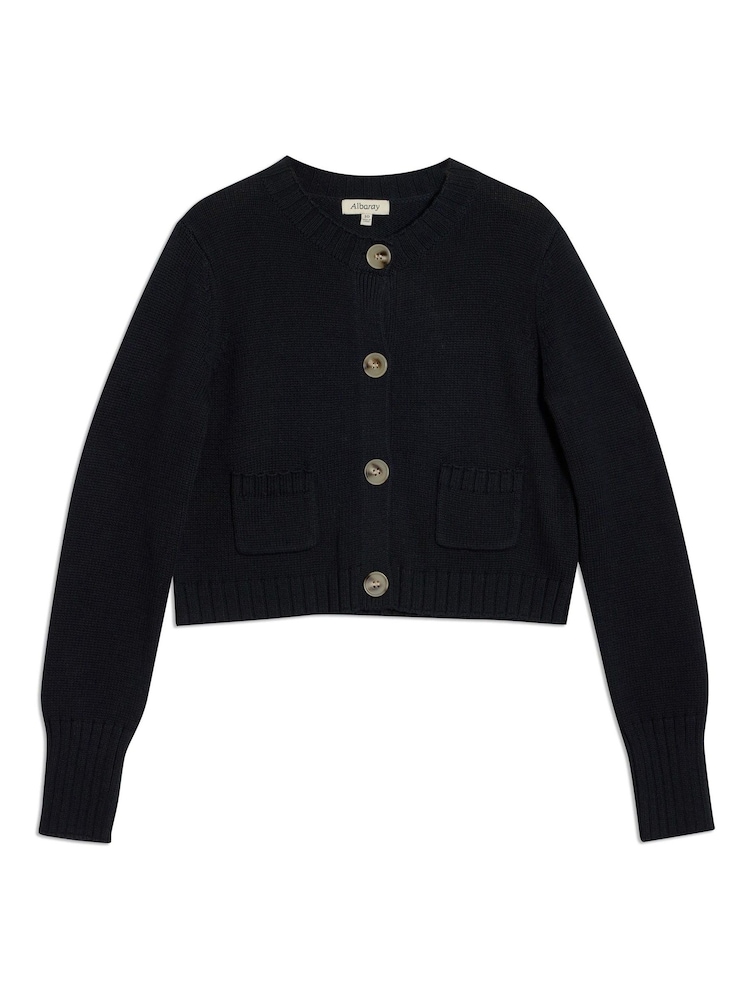 Albaray Cropped 100% Cotton Black Cardigan - Image 4 of 4