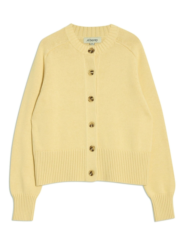 Albaray Yellow Lemon 100% Cotton Crew Cardigan - Image 5 of 5 Albaray Yellow Lemon 100% Cotton Crew Cardigan - Image 5 of 5