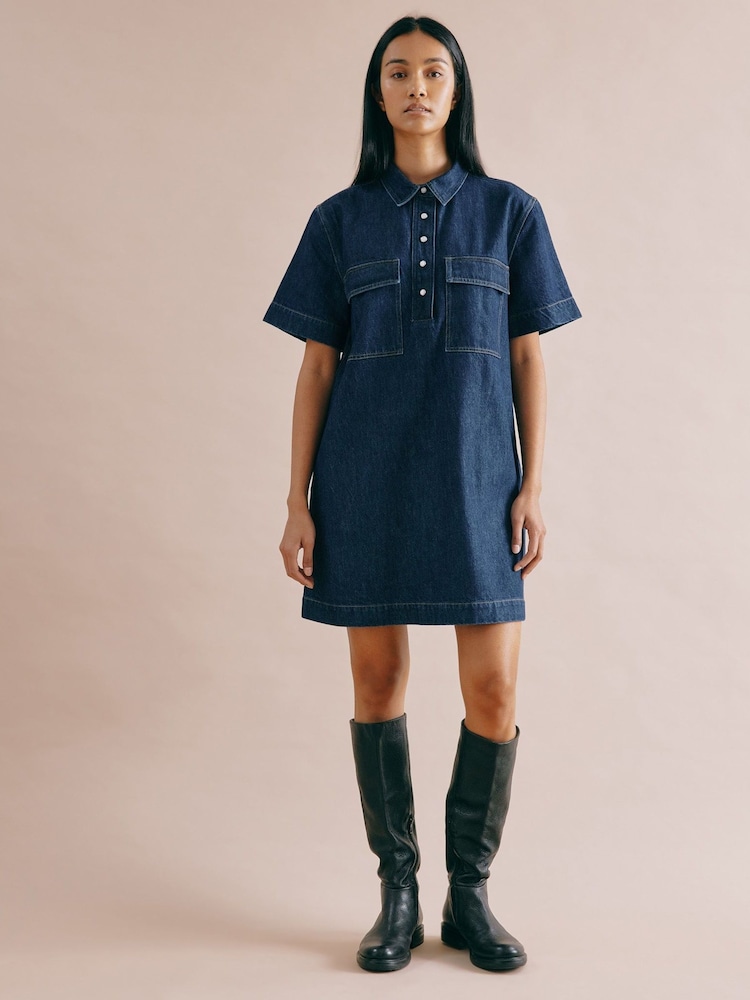 Albaray Blue Short Denim Shirt Dress - Image 1 of 4
