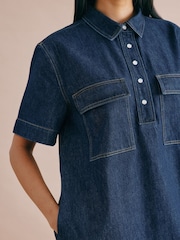 Albaray Blue Short Denim Shirt Dress - Image 3 of 4