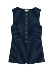 Albaray Blue Pinstripe Collarless Waistcoat - Image 7 of 7