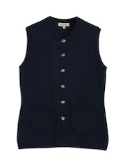 Albaray Blue Longline Knit 100% Cotton Waistcoat - Image 4 of 4
