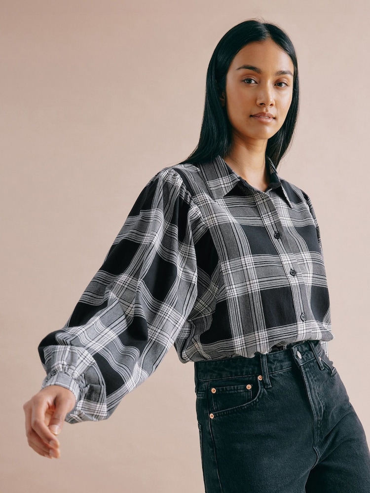 Albaray Black 100% Cotton Check Shirt - Bild 1 von 1