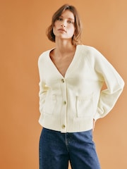 Albaray Relaxed V-Neck 100% Cotton Cardigan - Image 1 of 3