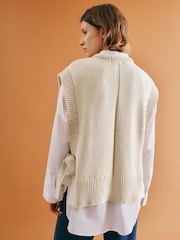 Albaray Natural 100% Cotton Knitted Tabbard Tank Top - Image 2 of 5