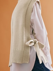 Albaray Natural 100% Cotton Knitted Tabbard Tank Top - Image 3 of 5