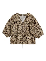 Albaray Animal 100% Cotton Wrap Brown Top - Imagen 4 de 4