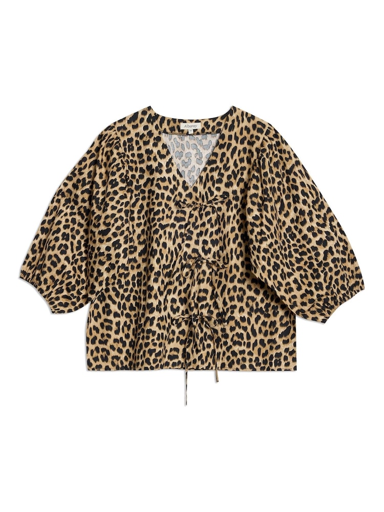 Albaray Animal 100% Cotton Wrap Brown Top - Imagen 4 de 4