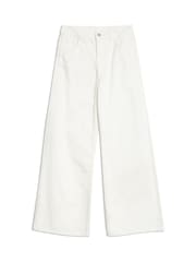 Albaray Cream Full Length Wide Leg 100% Cotton Jeans - Image 4 of 4