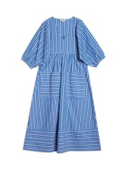 Albaray Blue Stripe V-Neck Midi Dress - Image 4 of 4