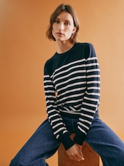 Albaray Blue Stripe Crew Lightweight Jumper - Image 1 of 5
