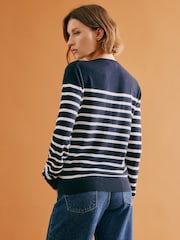 Albaray Blue Stripe Crew Lightweight Jumper - Image 2 of 5