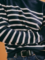 Albaray Blue Stripe Crew Lightweight Jumper - Image 3 of 5