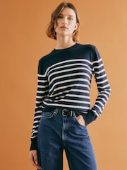 Albaray Blue Stripe Crew Lightweight Jumper - Image 4 of 5
