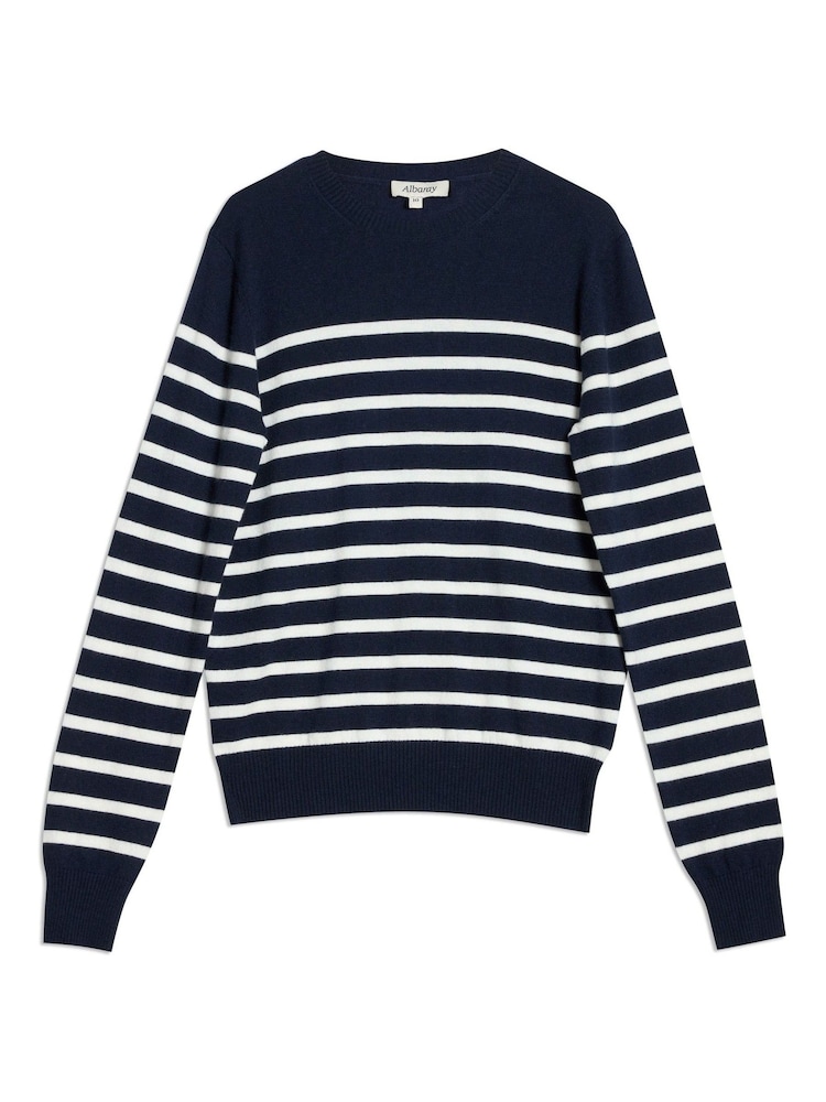 Albaray Blue Stripe Crew Lightweight Jumper - Image 5 of 5