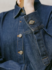 Albaray Denim Blue Pleated 100% Cotton Shirt Dress - Image 3 of 4