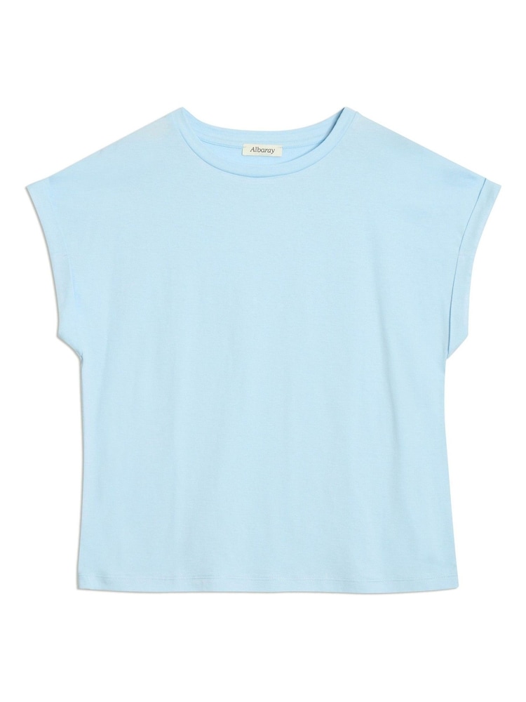 Azul - Albaray 100% Cotton Roll Back T-Shirt - Imagen 4 de 4
