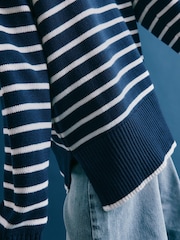 Albaray Blue Breton 100% Cotton Stripe Jumper - Image 3 of 4