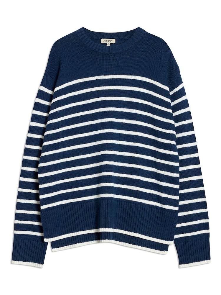 Albaray Blue Breton 100% Cotton Stripe Jumper - Image 4 of 4