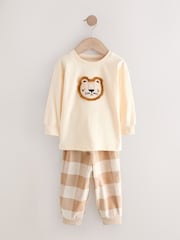 Olive Green/Stone/Ecru Animal Check Woven Bottom Pyjamas 3 Pack (9mths-8yrs) - Image 8 of 13