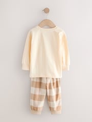 Olive Green/Stone/Ecru Animal Check Woven Bottom Pyjamas 3 Pack (9mths-8yrs) - Image 9 of 13