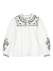 Albaray Cream Embroidered 100% Cotton Blouse - Image 4 of 4