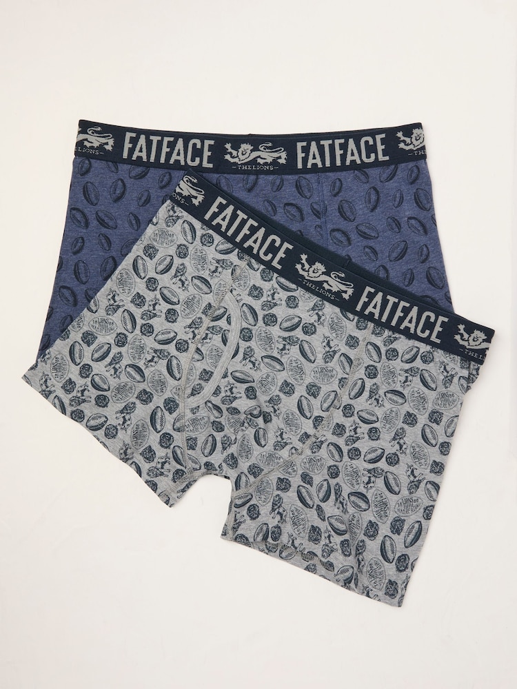 FatFace Navy 2 Pairs of Lion's Tour Boxers - Image 1 of 2