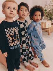 Multi Star and Checkerboard Oversized Pyjamas 3 Pack (9mths-10yrs) - Image 1 of 13