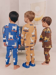Blue/Brown Animal Snuggle Pyjamas 3 Pack (9mths-8yrs) - Image 2 of 12