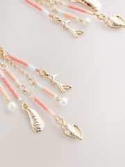 Orange - Boucles d’oreilles à franges avec perles - Image 3 de 3