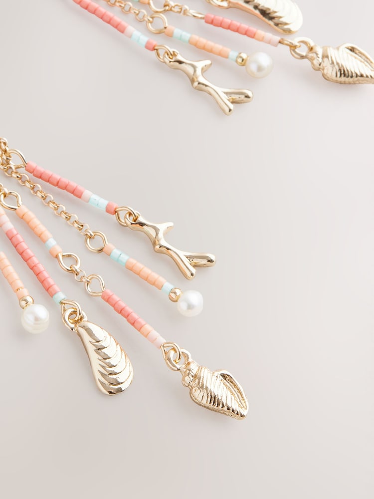 Orange - Boucles d’oreilles à franges avec perles - Image 3 de 3