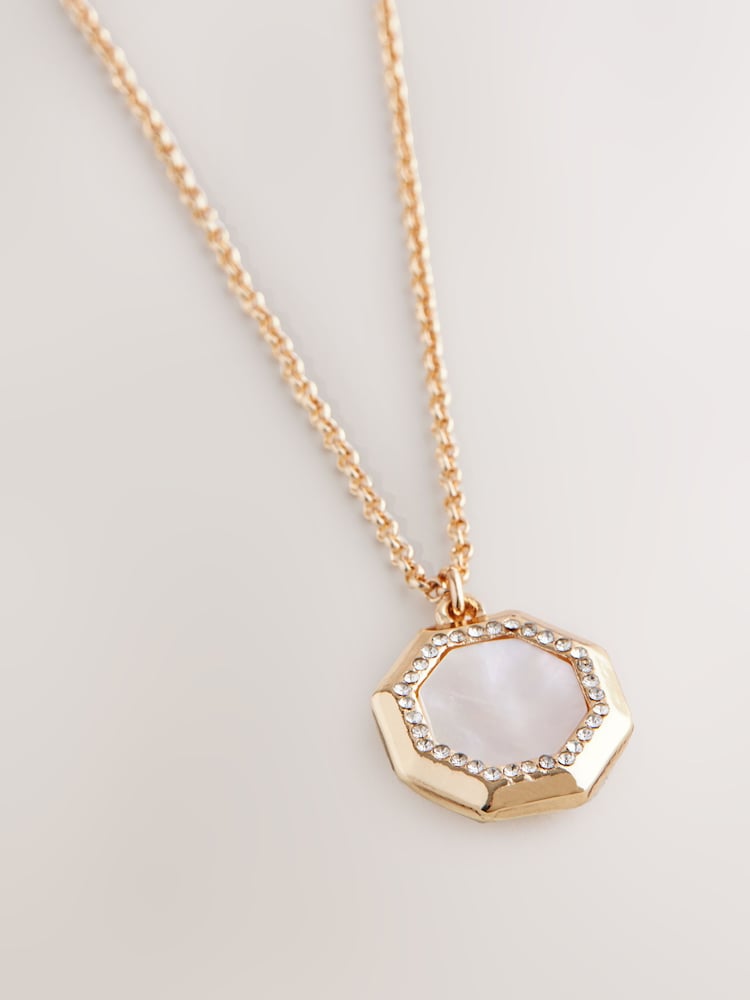 Tonalité d'or - Mother Of Pearl Octagon Necklace - Image 2 of 3