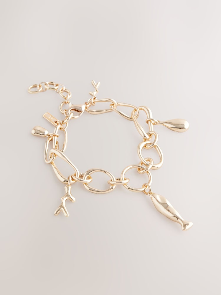Gold Tone Fish Charm Bracelet - Image 1 of 4