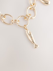 Gold Tone Fish Charm Bracelet - Image 2 of 4