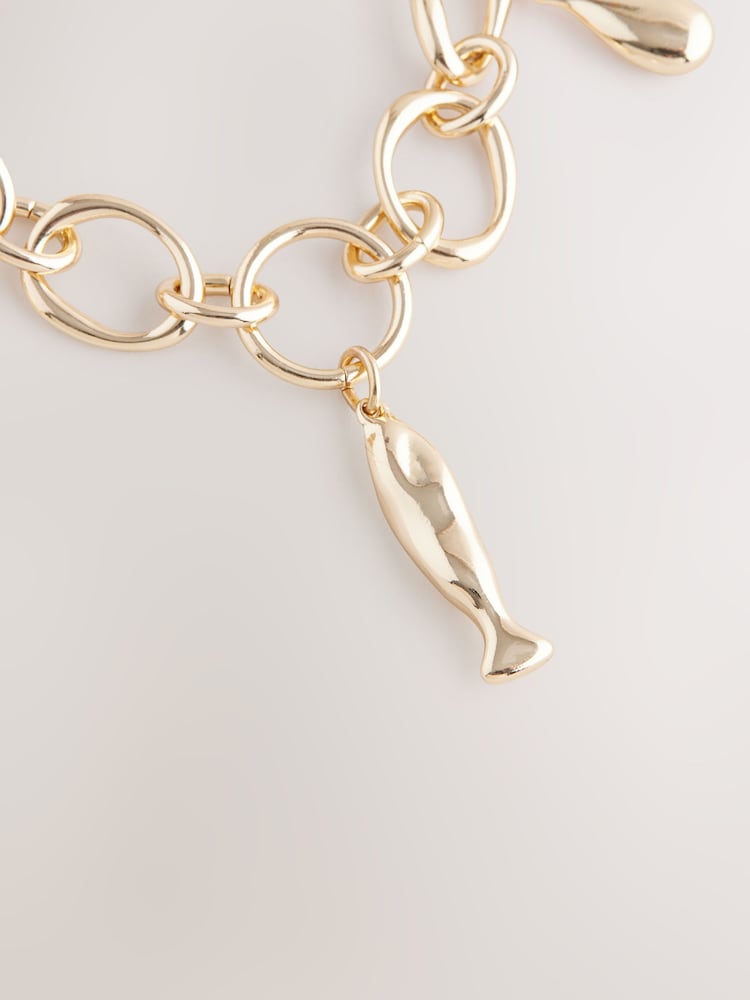 Gold Tone Fish Charm Bracelet - Image 2 of 4