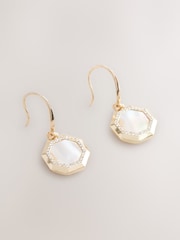 Goudkleurig - Mother Of Pearl Octagon Drop Earrings - Image 1 of 3