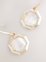 Goldfarben - Mother Of Pearl Octagon Drop Earrings - Bild 4 von 5