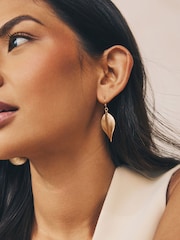 Gold Tone Wave Petal Drop Earrings - Image 1 of 1
