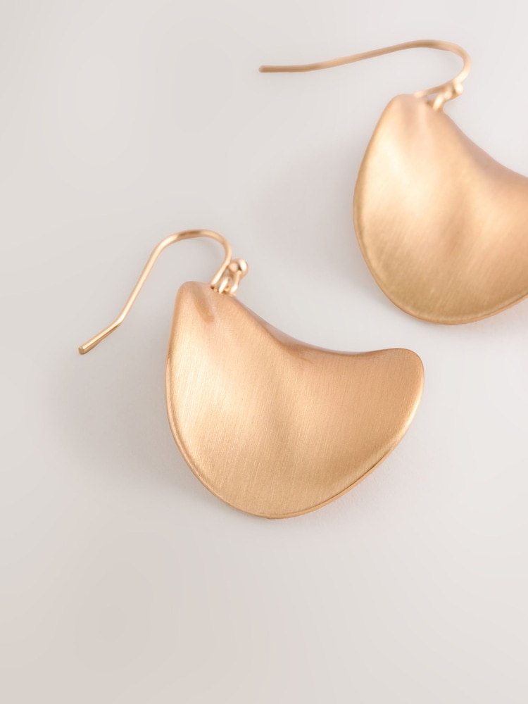 Gold Tone Wave Petal Drop Earrings - Image 4 of 4