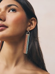 Multi Coloured Ball Chain Drop Earrings - Image 1 of 2