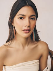Multi Coloured Ball Chain Drop Earrings - Image 2 of 2